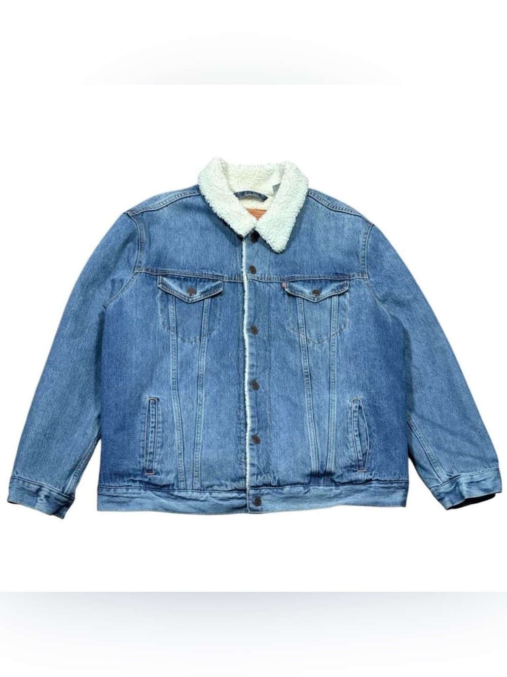 Levi’s Sherpa Lined Denim Trucker Jean Jacket Blue Fleece Coat